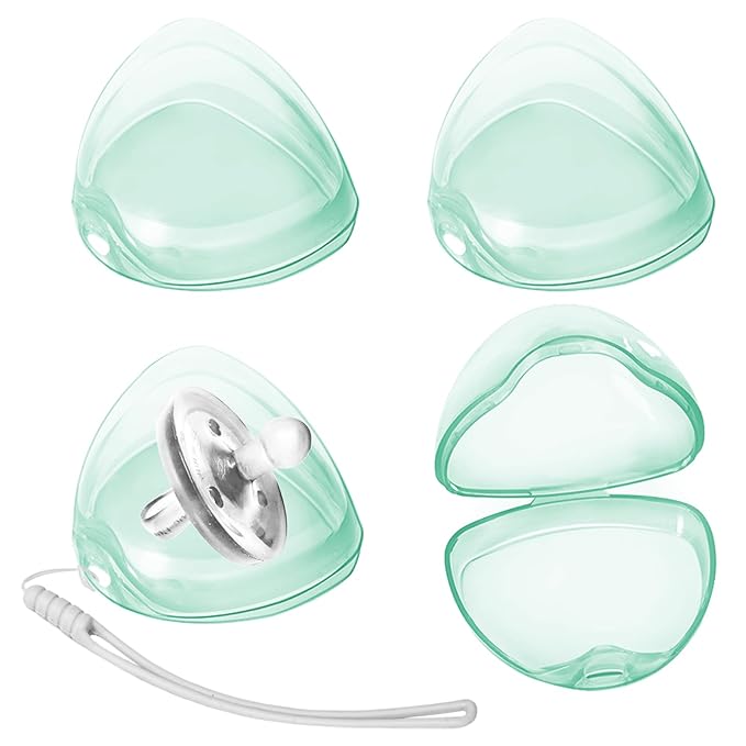 Pacifier Case,4 Pack BPA Free Pacifier Holder Case with Lanyard for Diaper Bag