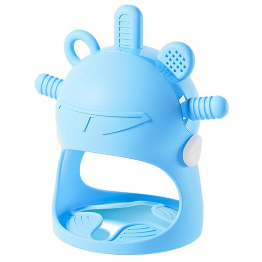NCVI Baby Silicone Teether Hand Grip for 0-6 Months, Never Drop Baby Sucking Teething Relief Hand Held