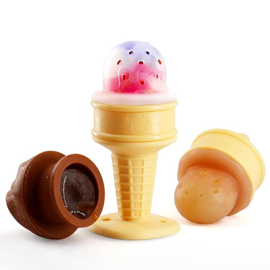Smily Mia Baby Fruit Food Feeder & Freezer Teether Combo, Icy Bite Ice Cream Teether for Baby Cooling Relief Feeding,3 Month+,Choclate