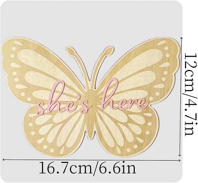 Baby Announcement Sign, She?Ös Here Wooden Sign for Hospital