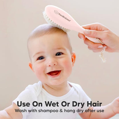 KeaBabies Hair Brush - Soft Goat Bristles Baby Brush, Cradle Cap Brush