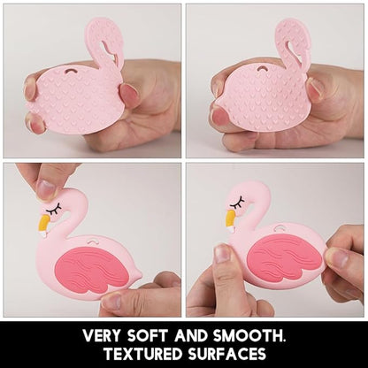 Baby Teething Toys,Food Grade Silicone Teether with One-piece Pacifier Clip Holder 3 Months+