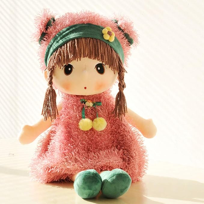 Plush Baby Doll Girl with Clothes, 17.7 Sweetheart Rag Doll Cozy Cuddle Soft Baby Doll for Kids Babies