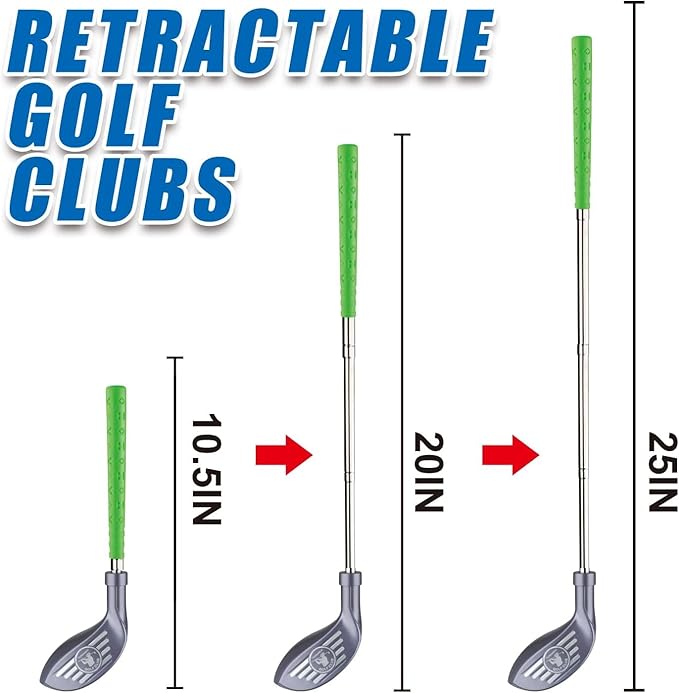 Toddler Golf Clubs Length Adjustable, Upgraded Kids Golf Toy Set with Golf Cornhole 2 3 4 5 6 Year