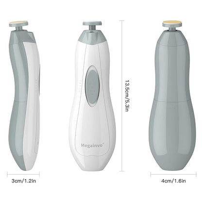 Baby Nail Trimmer Electric Baby Nail File with LED Light 10 Grinding Heads Baby Nail Clippers Safe Quiet Nail Care Kit for Newborn Toddler Kids Toes Fingernails Battery Operated (Not Included) - Grey