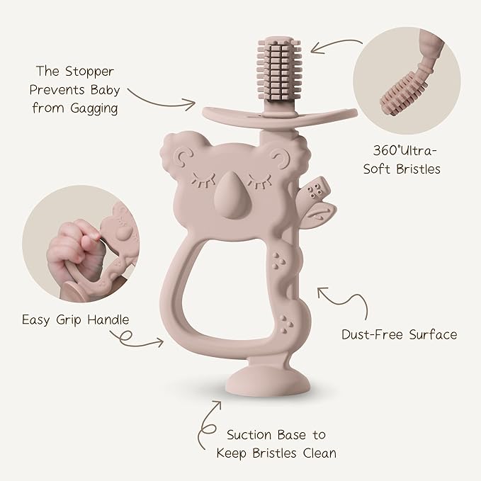 Moonkie Teething Toy Set of 2, Safe & Easy to Hold BPA Free Silicone Teethers 360Â° Baby 6-12 Months
