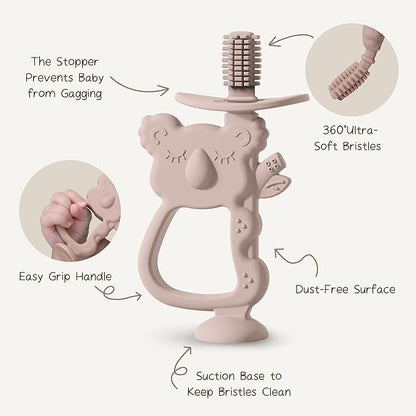 Moonkie Teething Toy Set of 2, Safe & Easy to Hold BPA Free Silicone Teethers 360Â° Baby 6-12 Months