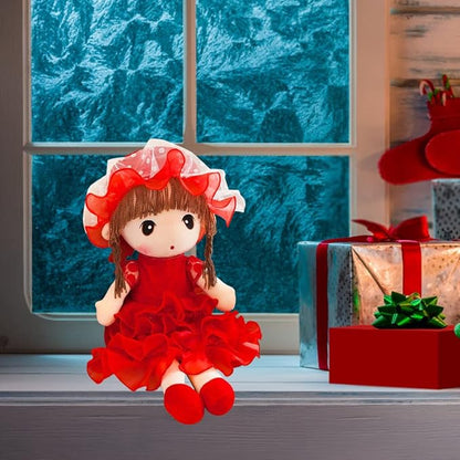 Plush Baby Doll Girl with Clothes, 17.7 Sweetheart Rag Doll Cozy Cuddle Soft Baby Doll for Kids Babies