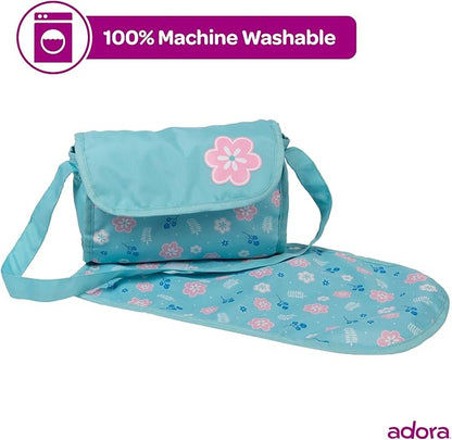 ADORA Baby Doll Diaper Bag with Sturdy Straps, includes Changing Mat and 2 Doll Diapers (Fits 13" Dolls) 3+ -