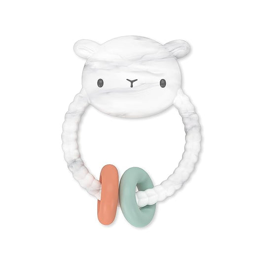 Ingenuity Soothing Sheppy Baby Teether Toy with Activity Rings, BPA-Free Silicone 3 Months+,