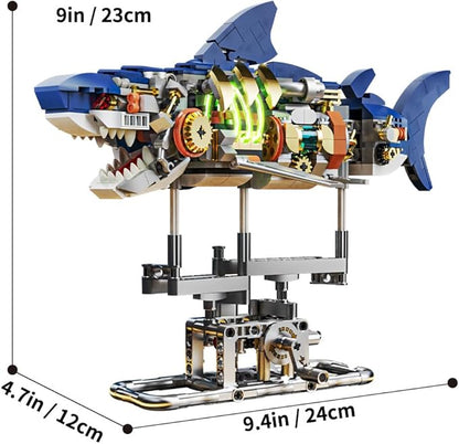 RiceBlock Shark Animal Building Block Set, A Gift for Compatible with Lego Sets for Boys 8-14, Sea Creatures Marine Animal Building Blocks Toys Crossing Ocean Lovers, 687 Pieces