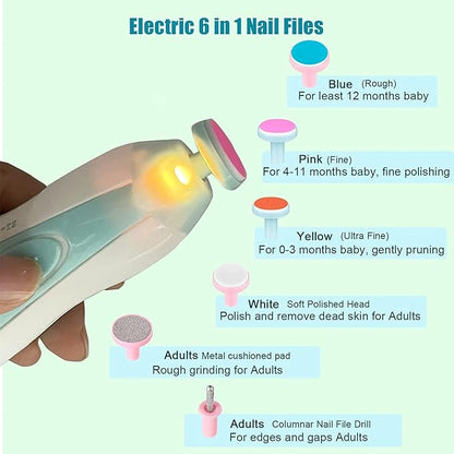 Baby Healthcare and Grooming Kit, Electric Safety Nail Trimmer Baby Nursery Set Newborn Nursery Health Care Set with Hair Brush Comb for Infant Toddlers Boys Girls Kids