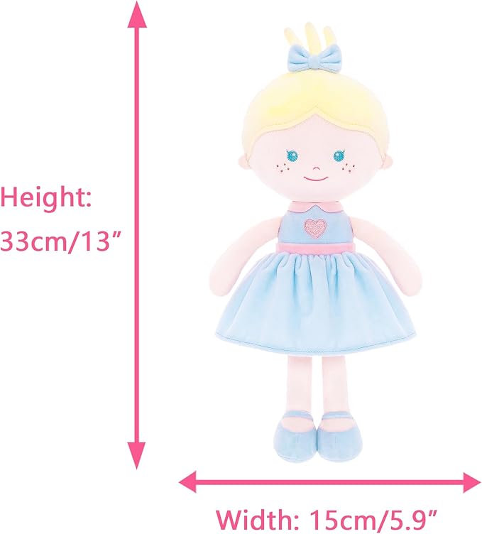 Onetoo Soft Baby Doll for Girls Plush Rag Doll Sleeping 14"
