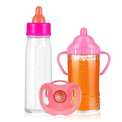 Magic Juice and Milk Nursing Bottle with Pacifier for Baby 3 Piece 4+ (Pink)
