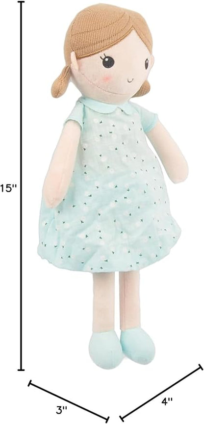 Linzy Toys, Soft Plush Mint Blue Emily Rag Doll 15"