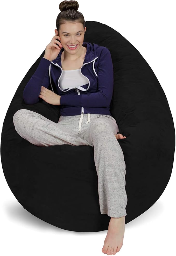 Sofa Sack Bean Bag Chair Cover, 7-5-feet, Black