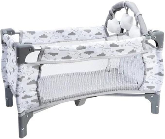 ADORA Baby Doll Crib/Bed/Playpen, Twinkle Stars Deluxe Pack N Play 7-Piece Set Fits Dolls up to 20 inches 3 Clouds 3+