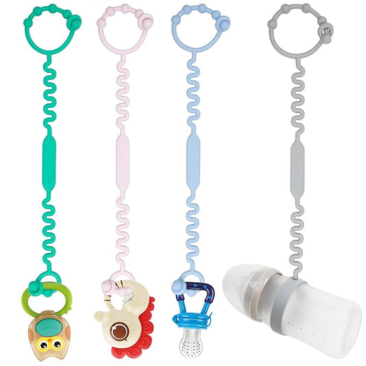 Toy Straps for Baby, Pacifier Holder Clip with Self-Adjusting Bayonet (4 pcs)