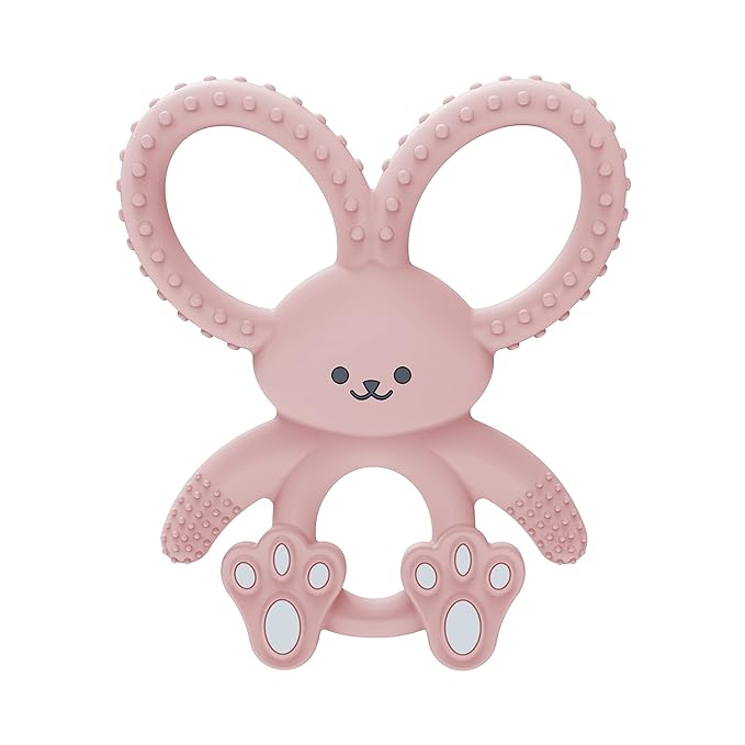 Dr. Brown's Flexees Pink Bunny Silicone Teether, HappyPaci Silicone Pacifier 0-6m 3 Pack