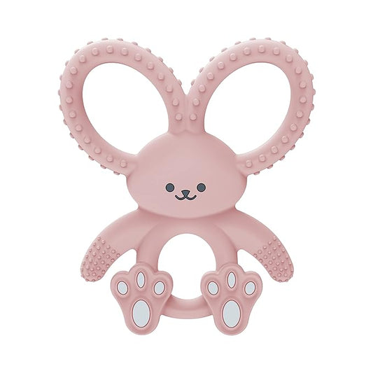 Dr. Brown's Flexees Pink Bunny, Soft 100% Silicone Baby Teether 3m+