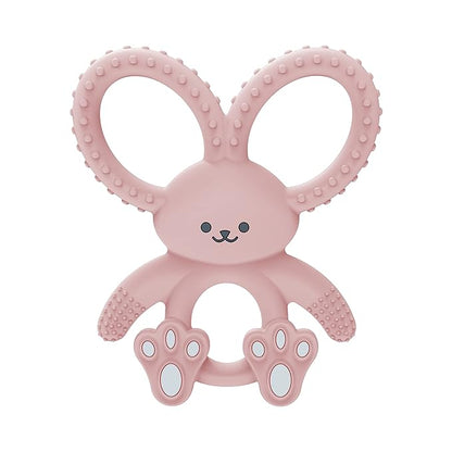 Dr. Brown's Flexees Pink Bunny Silicone Baby Teether, BPA Free 3m+ and 2 Pack, 3m+ Bundle