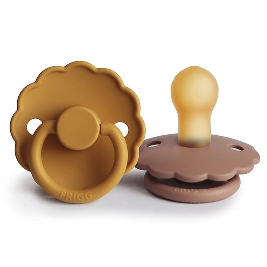 FRIGG Daisy Natural Rubber Baby Pacifier | Made in Denmark 0-6 Months) 2-Pack