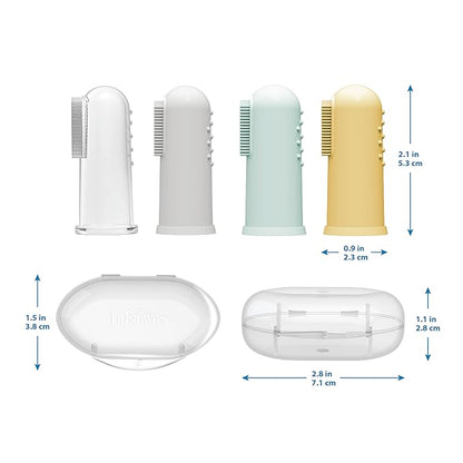Dr. Brown's Silicone Finger Toothbrush for Baby with Travel-Storage Case, 3m+, Gray and Light Green, 2 Count, (Pack of 1)