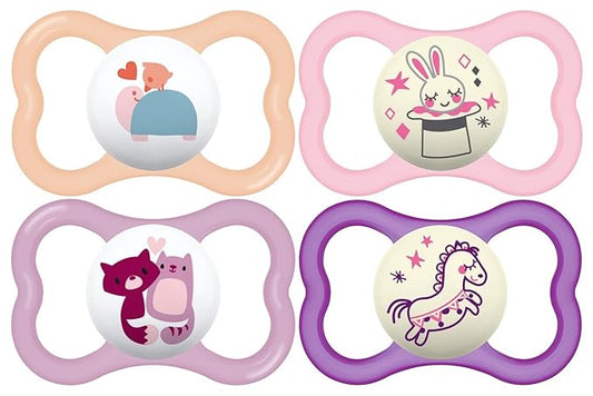 MAM Air Day & Night Baby Pacifier, for Sensitive Skin 16+ Months, 4 Count