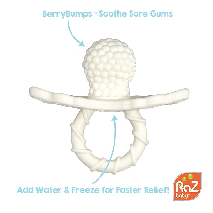 RaZbaby RaZberry Silicone Baby Teether Toy - Berrybumps Soothe Babies Sore Gums