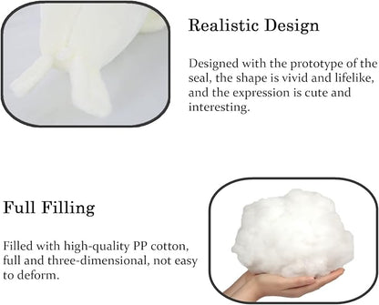Seal Plush Stuffed Animal White Cute Toy Pillow Kawaii Doll 9 inch