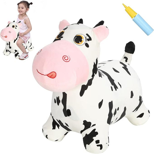 INPANY Bouncy Cow farm Animal Hopping Toys for 2 Year Old Girl gifts, Plush Kids Inflatable Jumping Horse 3 4
