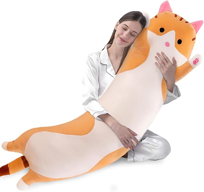 shangman Lovely Plush Cat Doll Cute Cartoon Soft Stuffed Kitten (Brown,150cm/59in)