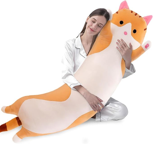 shangman Lovely Plush Cat Doll Cute Cartoon Soft Stuffed Kitten (Brown,150cm/59in)