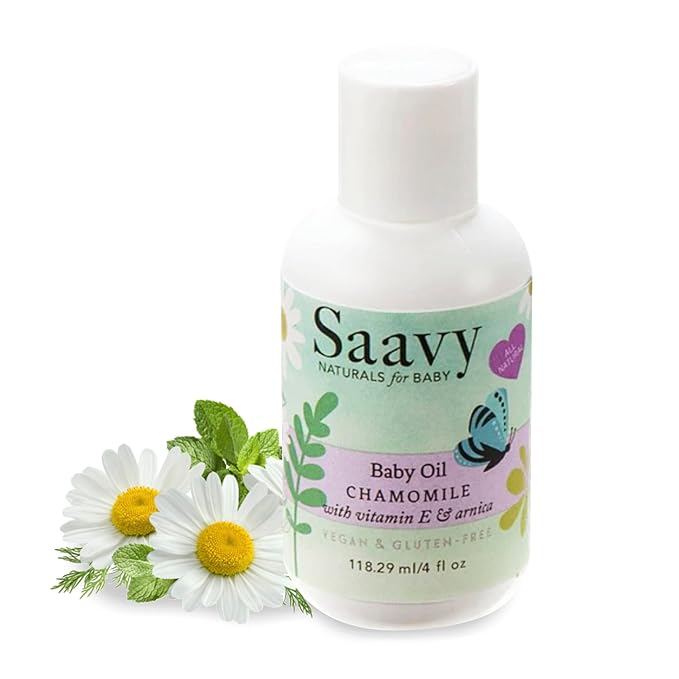 Saavy Naturals Chamomile Baby Oil Pack, Sensitive Baby Oil for Skin with Jojoba Oil