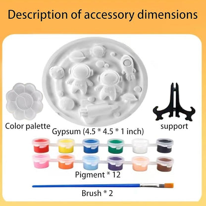 Adults DIY 3D Gypsum Graffiti 3D Colored Gypsum Doll White Embryo Colored Gypsum Painting (includes gypsum board, 12 colors of paint, three-dimensional frame, color palette, and color pens x 2
