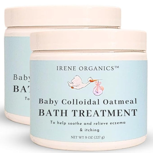 Oatmeal Baby Bath Powder by Irene Organics with Colloidal Oatmeal for Treatment of Eczema, Diaper Rash 2 Pack