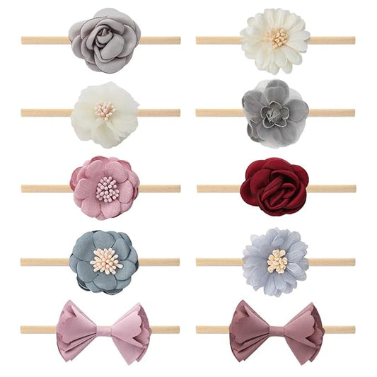 Baby Girls Nylon Elastic Headband Soft Flower Hair Band For 10
