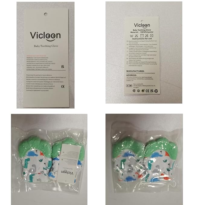 2Pack Silicone Teething Mitt, Soothing Infant Teething Mitten Pain Relief 0-12 Months