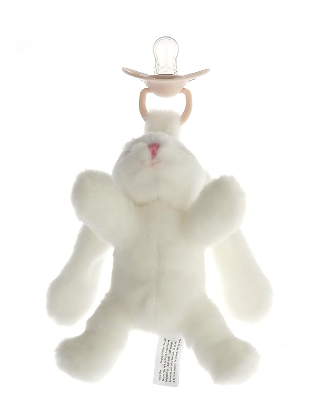 Furry Friend Pacifier Plush Toy - Ultra Soft Cuddly 100% Polyester with Medical Grade Silicone Pacifier (Color Varies), Machine Washable