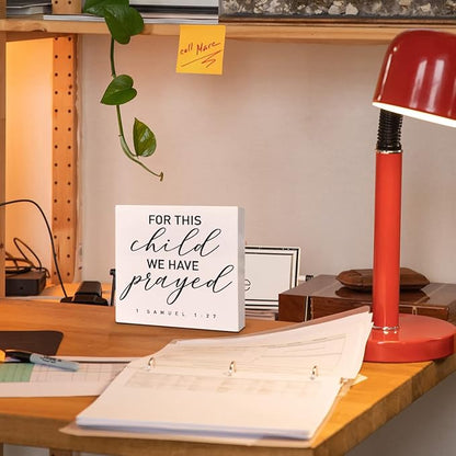 Nursery Desk Wooden Box Sign Decor, for This Child We Have Prayed