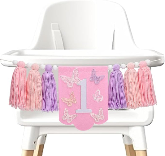 Butterfly First Birthday High Chair Banner, Butterfly High Chair Banner