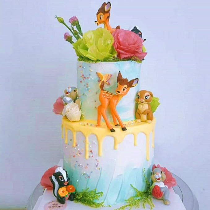 GHTERT 7 Pcs Lovely Fawn Deer Animal Figurines Toys Mini Figure Collection Playset, Cake Topper Toy Doll Set