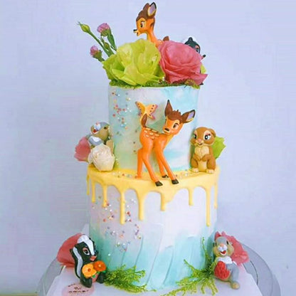 GHTERT 7 Pcs Lovely Fawn Deer Animal Figurines Toys Mini Figure Collection Playset, Cake Topper Toy Doll Set