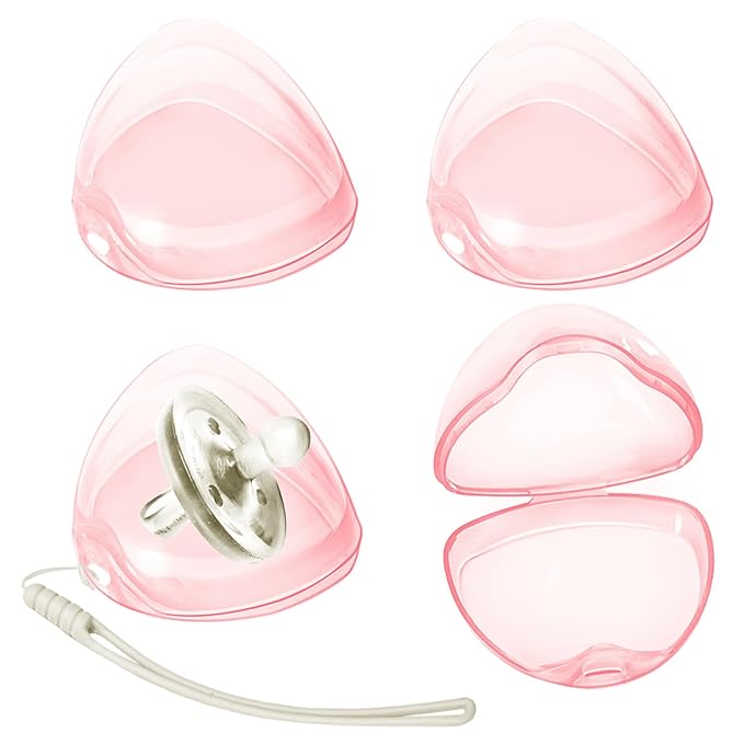 Pacifier Case,4 Pack BPA Free Pacifier Holder Case with Lanyard for Diaper Bag