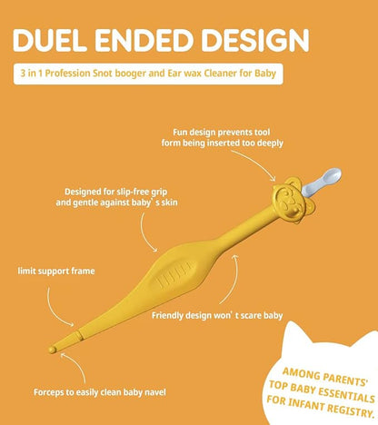 Two Pack 3 in 1 Baby Nose and Ear Gadget, Safe Baby Booger Remover