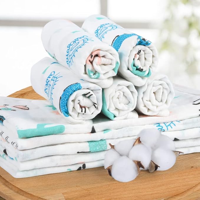 Yoofoss Muslin Burp Cloths for Baby 10 Pack 100% Cotton 20''X10'' Super