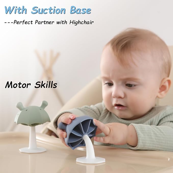 Umbrella Baby Teether with Suction Base, Keeping Babys Busy 0-6 Months, 6-12 Months 12-24 Months,