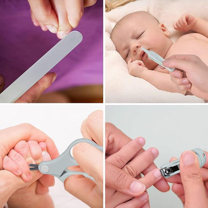 Baby Nail Kit, Baby Manicure Kit and Pedicure with Cute Owl Shape Case. Baby Nail Clipper, Scissor, Nail File & Tweezer for Newborn, Infant & Toddler, Mothers Day Gifts(Green)