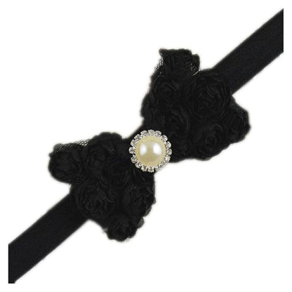 Baby Girls Headbands Lace Rose Bows Pearl Elastic Hair Band with15 colors