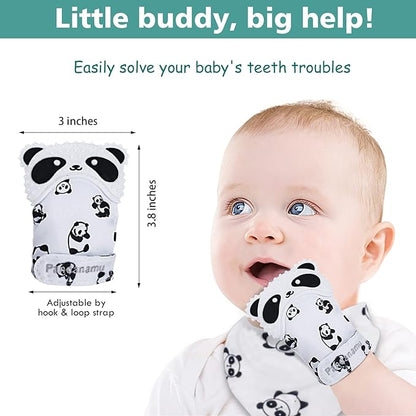 Baby Teething Mitten BPA-Free Panda Teething Mitts Teething Toy Infant Bag(1 Pair)